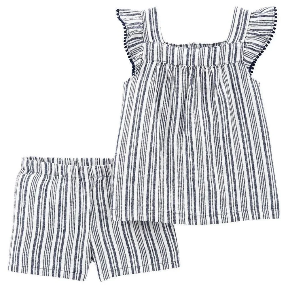 NEW! CARTER’S Kids Striped Linen-blend 2 piece Set